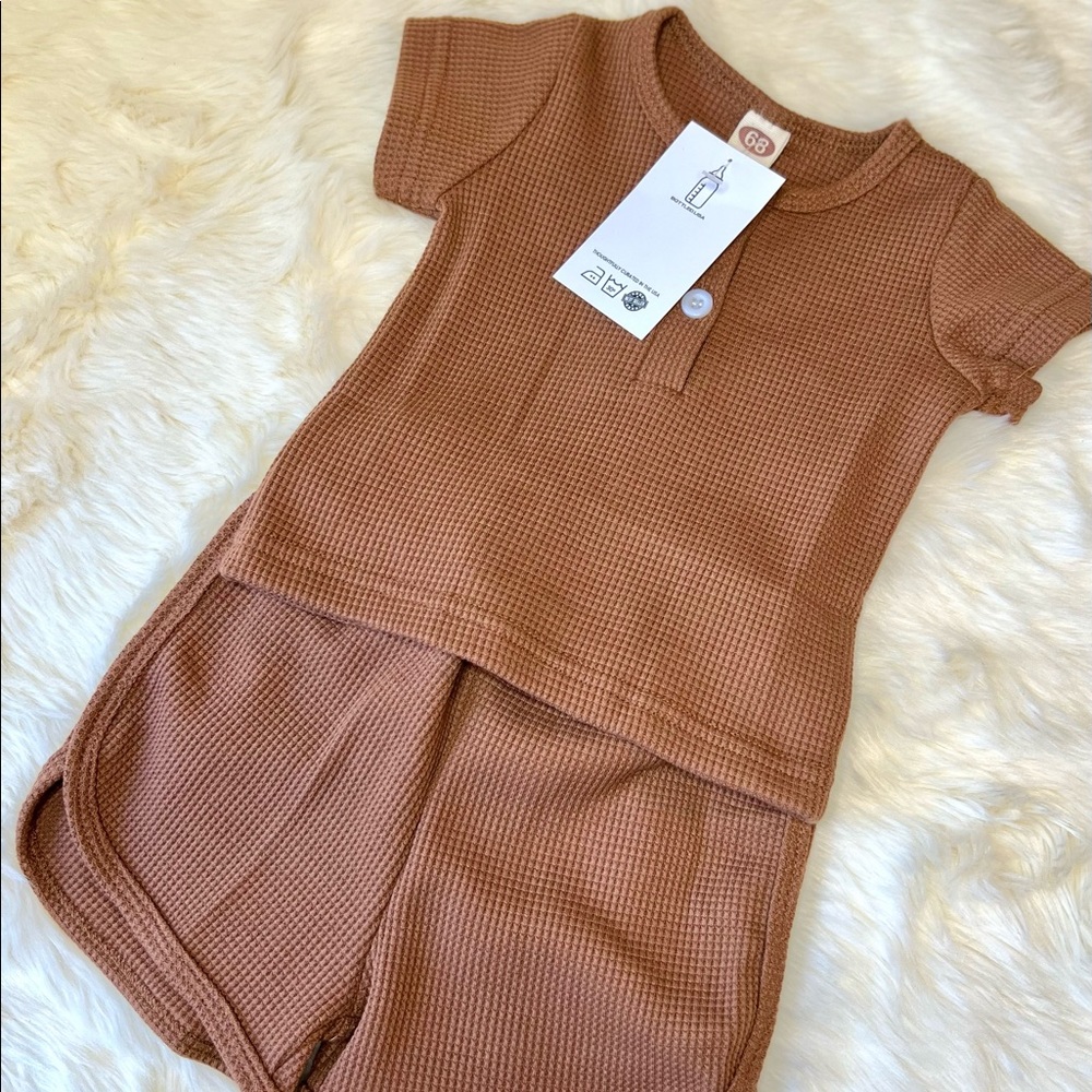 Hazelnut Hugs, Waffle Knit, Two-Piece Set